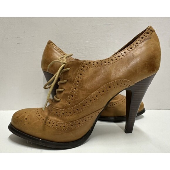 Aldo women size US 8.5 EU 39 brown leather oxford lace up  heel shoes - Picture 4 of 10